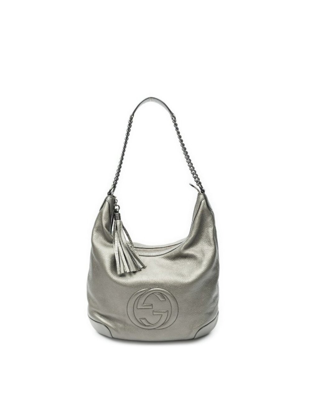 Gucci Soho Chain Hobo Metallic Blanc GG Canvas